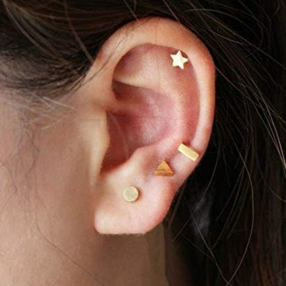 925 Sterling Silver Stud Earrings for Women, 4 Pairs 14K White Gold Plated Hypoa - Picture 4 of 6